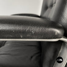 将图片加载到图库查看器，Office armchair in black leather and metal, 1980s
