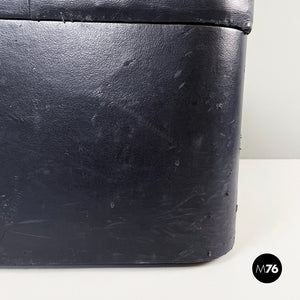 Stool in black faux leather, 1980s