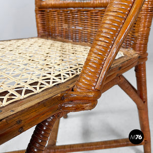 Chairs in rattan and straw, 1960s