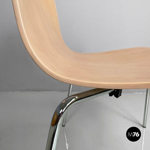 Chair in light wood and metal, 1980s