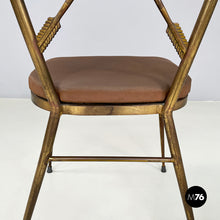 画像をギャラリービューアに読み込む, Chair in brass and brown fabric, 1950s
