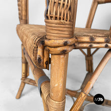 Load image into Gallery viewer, Chairs in rattan and light blue rattan, early 1900s
