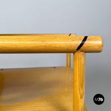 Load image into Gallery viewer, Chairs with armrests in wood and black metal, 1970s
