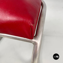 画像をギャラリービューアに読み込む, Chairs in red faux leather and metal, 1930s

