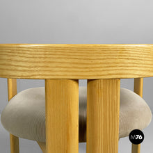 Load image into Gallery viewer, Tub chairs in wood and beige velvet, 1980s
