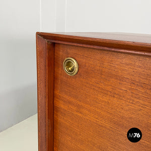 Wooden sideboard with drawers and sliding doors, 1960s