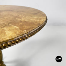 Load image into Gallery viewer, Coffee table in brass and wood with marble effect, 1960s
