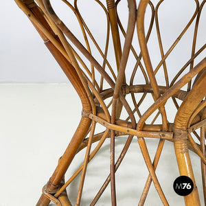 Round coffee table in rattan, 1960s