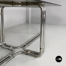 画像をギャラリービューアに読み込む, Dining table in smoked glass and steel, 1970s
