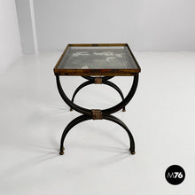 Load image into Gallery viewer, Stackable metal and glass coffee tables, 1940s
