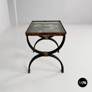 Stackable metal and glass coffee tables, 1940s