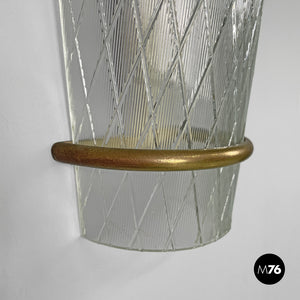 Conical glass and metal wall lamps, 1950s