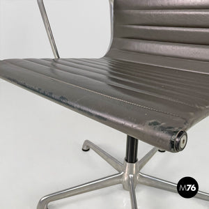 Dark grey leather office chair by Charles and Ray Eames for ICF, 1970s