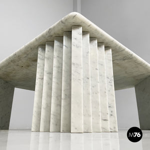Rectangular coffe table in white marble by Carlo Scarpa, 1980s