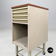 Load image into Gallery viewer, Metal chest of drawers with casters, 1950s
