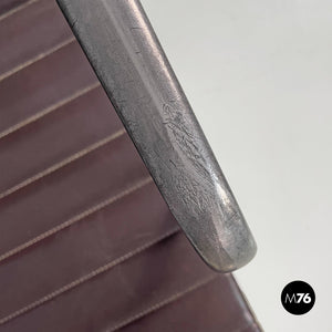 Dark grey leather office chair by Charles and Ray Eames for ICF, 1970s