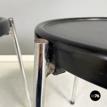 Load image into Gallery viewer, Chairs in black wood and metal rod, 1980s
