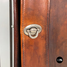 Load image into Gallery viewer, Wardrobe in brown leather and metal, 1980s
