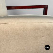 将图片加载到图库查看器，Armchair in wood and beige fabric, 1930s
