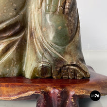 Charger l&#39;image dans la galerie, Buddha sculpture in jade and wood, 1950s
