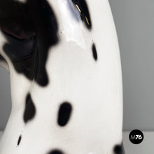 Load image into Gallery viewer, Black and white ceramic sculpture of Harlequin Great Dane dog, 1980s
