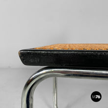 将图片加载到图库查看器，Chair in black wood, straw and steel, 1960s

