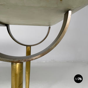 Console in wood and brass, 1980s