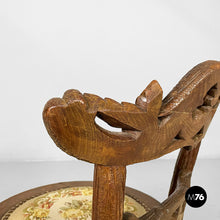 画像をギャラリービューアに読み込む, Chair in wood and embroidered fabric, 1930s
