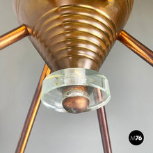 Load image into Gallery viewer, Chandelier in copper and glass, 1940s
