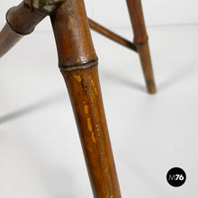 Load image into Gallery viewer, Pedestal in brown leather and bamboo, 1930s
