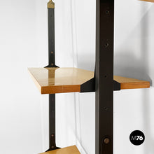 Load image into Gallery viewer, Modular bookcase in wood and black metal, 1960s
