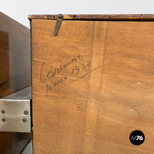 Load image into Gallery viewer, Wooden and metal table clock, 1930s
