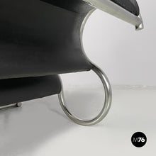 Carica l'immagine nel visualizzatore di Gallery, Black faux leather and steel armchair, 1980s
