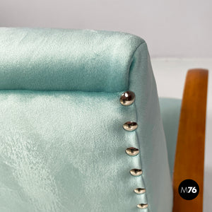 Armchairs in light blue and wood, 1950s