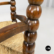 将图片加载到图库查看器，Armchairs in wood and straw, 1960s
