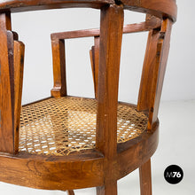 Carica l&#39;immagine nel visualizzatore di Gallery, Tub chair in wood and straw, 1930s

