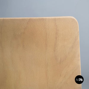 Chair in light wood and metal, 1980s