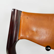 Load image into Gallery viewer, Chair in brown leather and dark wood, 1960s
