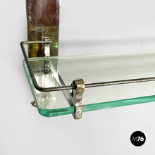 Load image into Gallery viewer, Wall mirror with shelf in glass and metal, 1930s

