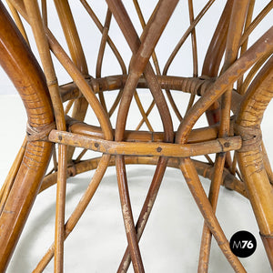 Round coffee table in rattan, 1960s