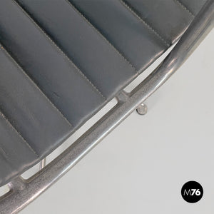 Dark grey leather office chairs by Charles and Ray Eames for ICF, 1970s