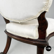 将图片加载到图库查看器，Wooden and white fabric armchairs, 1930s
