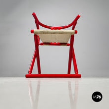 Load image into Gallery viewer, Red wood and fabric folding tub chair, 1980s

