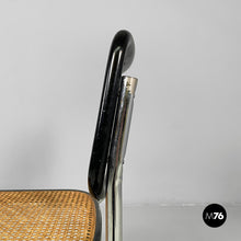 将图片加载到图库查看器，Chair in black wood, straw and steel, 1960s
