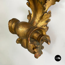 Load image into Gallery viewer, Bedside tables in golden finish wood, brass and glass, 1900s
