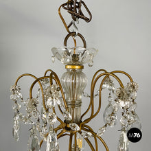 Carica l&#39;immagine nel visualizzatore di Gallery, Glass drop chandelier with brass structure, 1900-1950s
