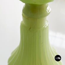Load image into Gallery viewer, Floor lamp in fabric and green opaline glass, 1930s
