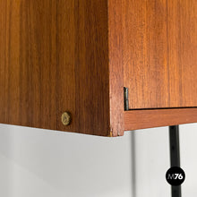 将图片加载到图库查看器，Bookcase in wood, black metal and brass, 1960s
