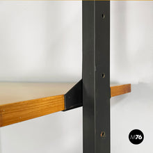 Load image into Gallery viewer, Modular bookcase in wood and black metal, 1960s
