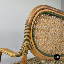 Load image into Gallery viewer, Two-seater outdoor bench in rattan, early 1900s
